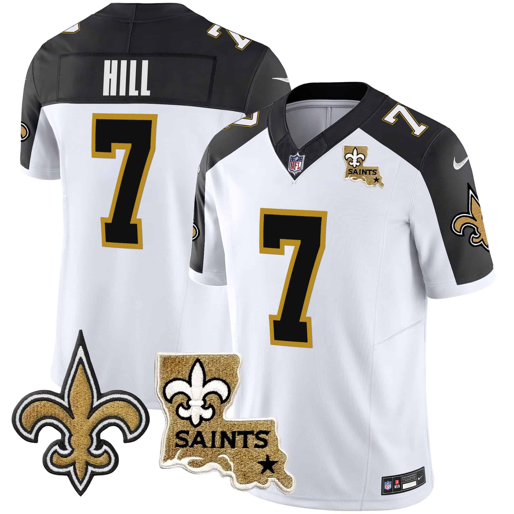 Men New Orleans Saints #7 Hill White 2024 Nike Vapor Limited NFL Jersey style 1